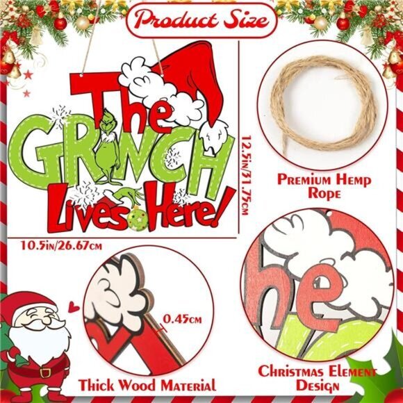 Christmas Decorations Hanging Sign Christmas Wooden Door Sign Thief Stole Decor‎ - Picture 3 of 6